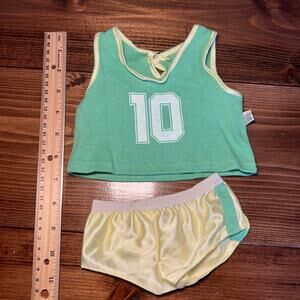 VTG Snoopy Wardrobe Outfit Shirt N. 10 & Shorts Green & Yellow Another D. P.